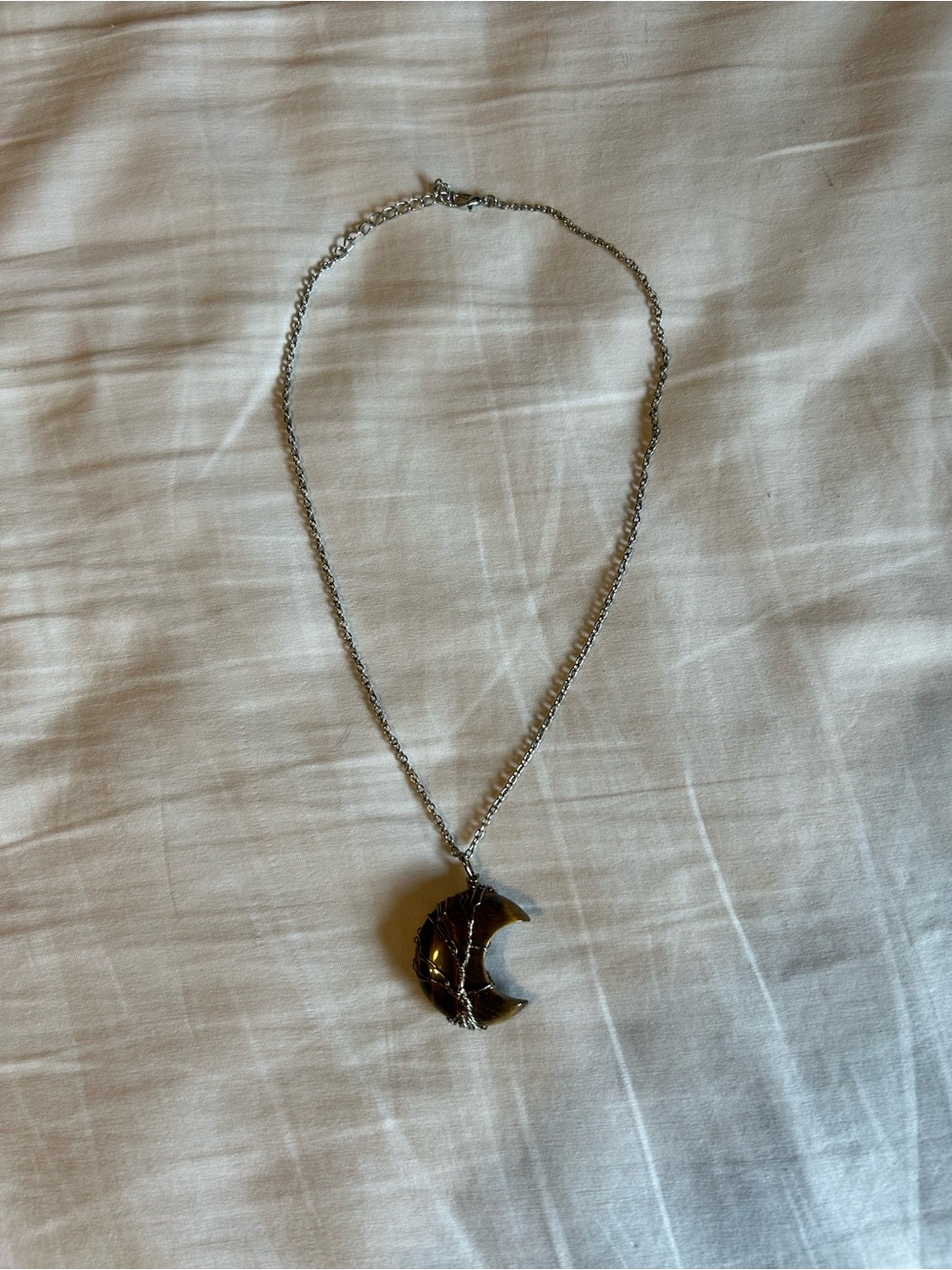 Crystal Moon Wire-Wrapped Necklace
